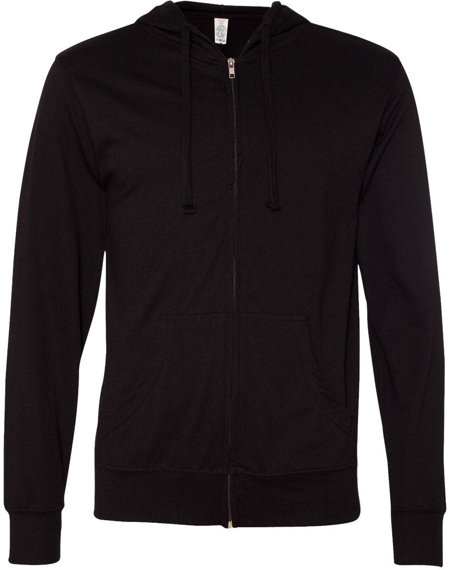 Independent Trading Co. Lightweight Jersey Full-Zip Hooded T-Shirt