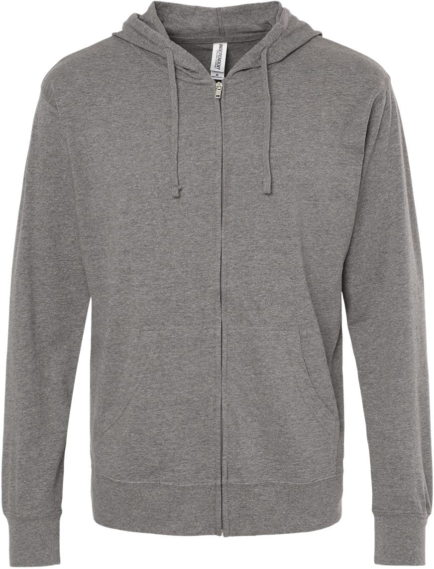 Independent Trading Co. Lightweight Jersey Full-Zip Hooded T-Shirt