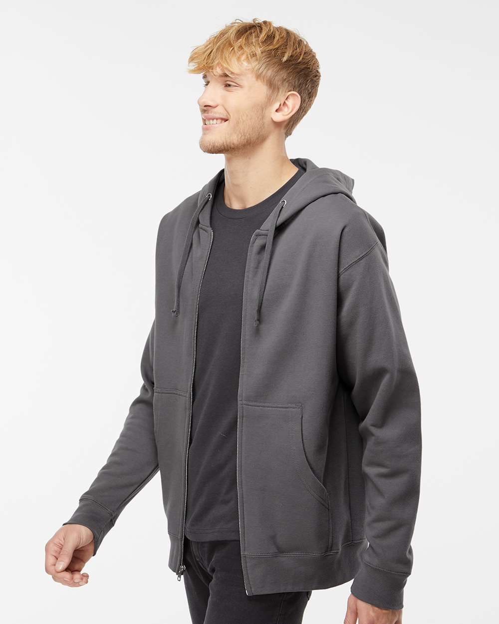 no-logo Independent Trading Co. Midweight Full-Zip Hooded Sweatshirt -Men's Layering-Independent Trading Co.-Thread Logic