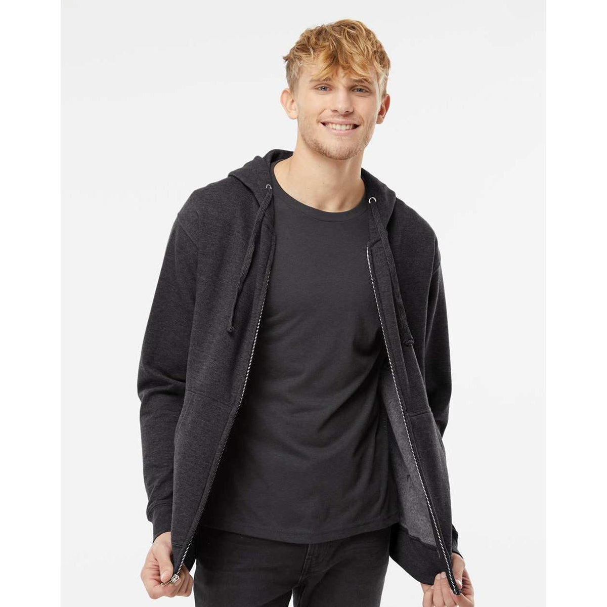 no-logo Independent Trading Co. Midweight Full-Zip Hooded Sweatshirt -Men's Layering-Independent Trading Co.-Thread Logic