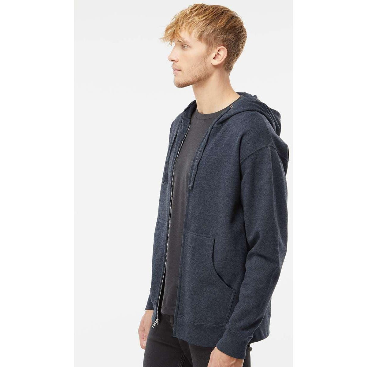 no-logo Independent Trading Co. Midweight Full-Zip Hooded Sweatshirt -Men's Layering-Independent Trading Co.-Thread Logic