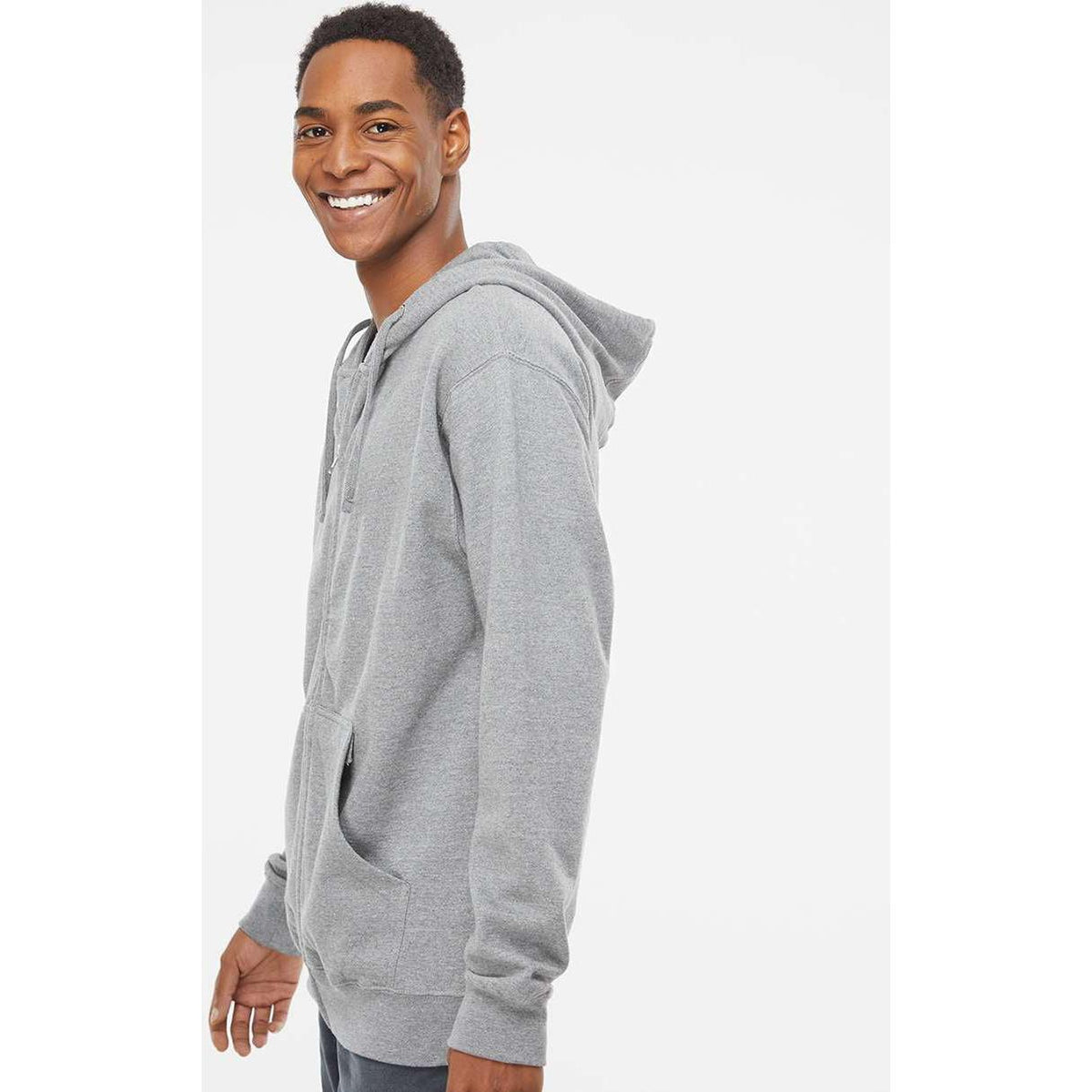 no-logo Independent Trading Co. Midweight Full-Zip Hooded Sweatshirt -Men's Layering-Independent Trading Co.-Thread Logic