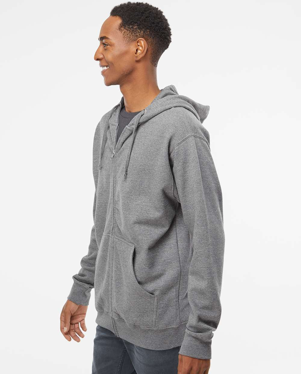 no-logo Independent Trading Co. Midweight Full-Zip Hooded Sweatshirt -Men's Layering-Independent Trading Co.-Thread Logic