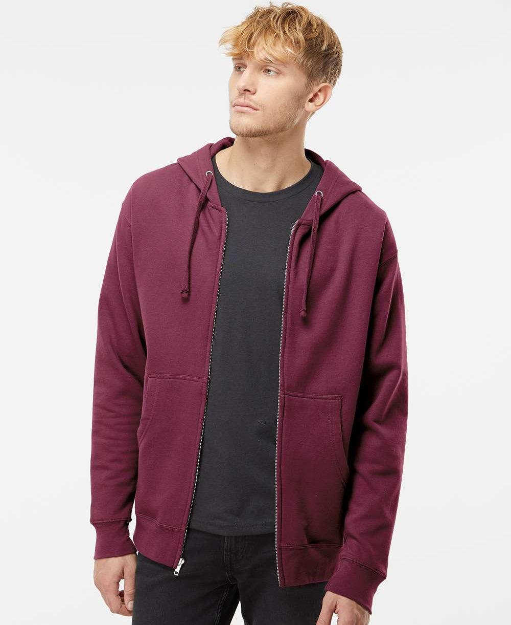 no-logo Independent Trading Co. Midweight Full-Zip Hooded Sweatshirt -Men's Layering-Independent Trading Co.-Thread Logic