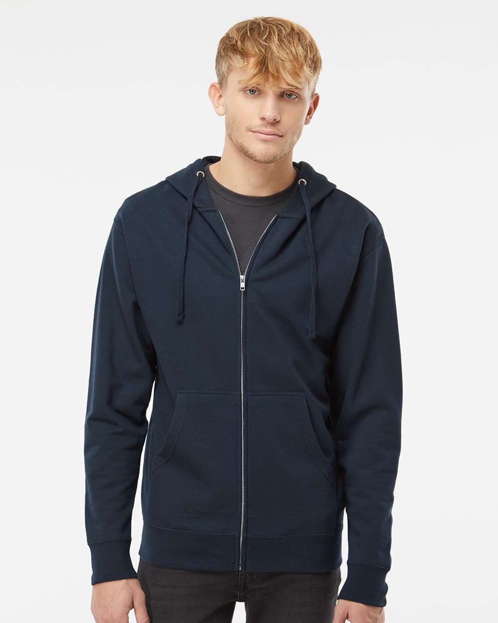 no-logo Independent Trading Co. Midweight Full-Zip Hooded Sweatshirt -Men's Layering-Independent Trading Co.-Thread Logic