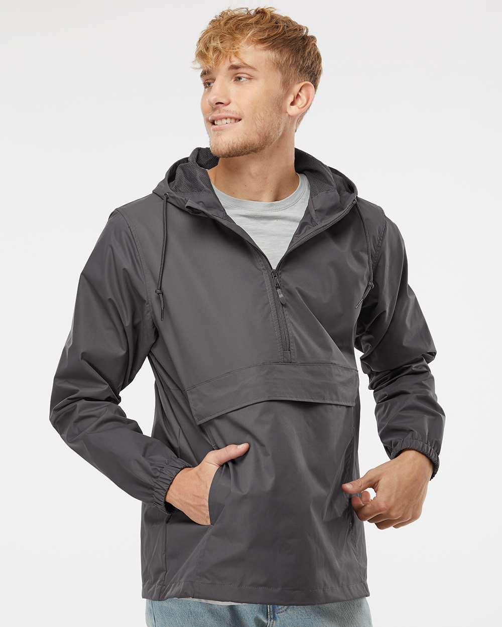 no-logo Independent Trading Co. Nylon Anorak-Men's Jackets-Independent Trading Co.-Thread Logic