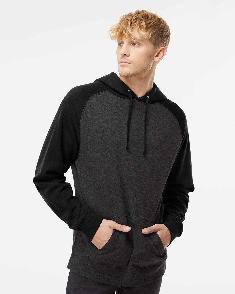 no-logo Independent Trading Co. Raglan Hooded Sweatshirt -Men's Layering-Independent Trading Co.-Thread Logic