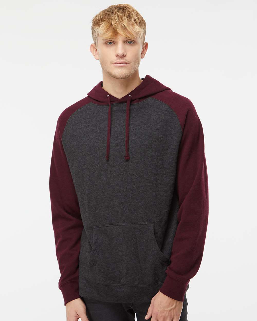 no-logo Independent Trading Co. Raglan Hooded Sweatshirt -Men's Layering-Independent Trading Co.-Thread Logic