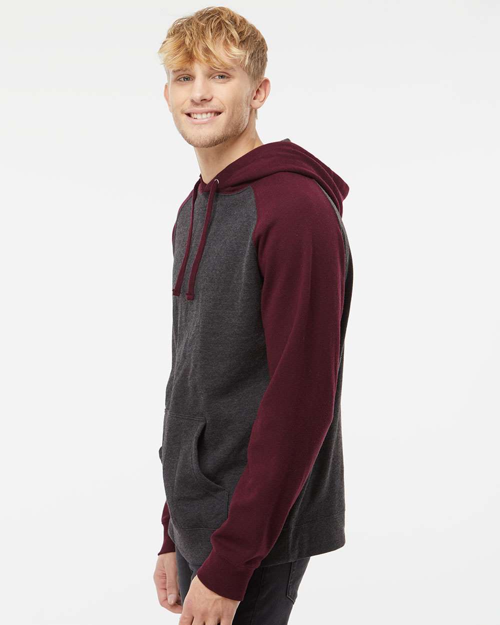 no-logo Independent Trading Co. Raglan Hooded Sweatshirt -Men's Layering-Independent Trading Co.-Thread Logic