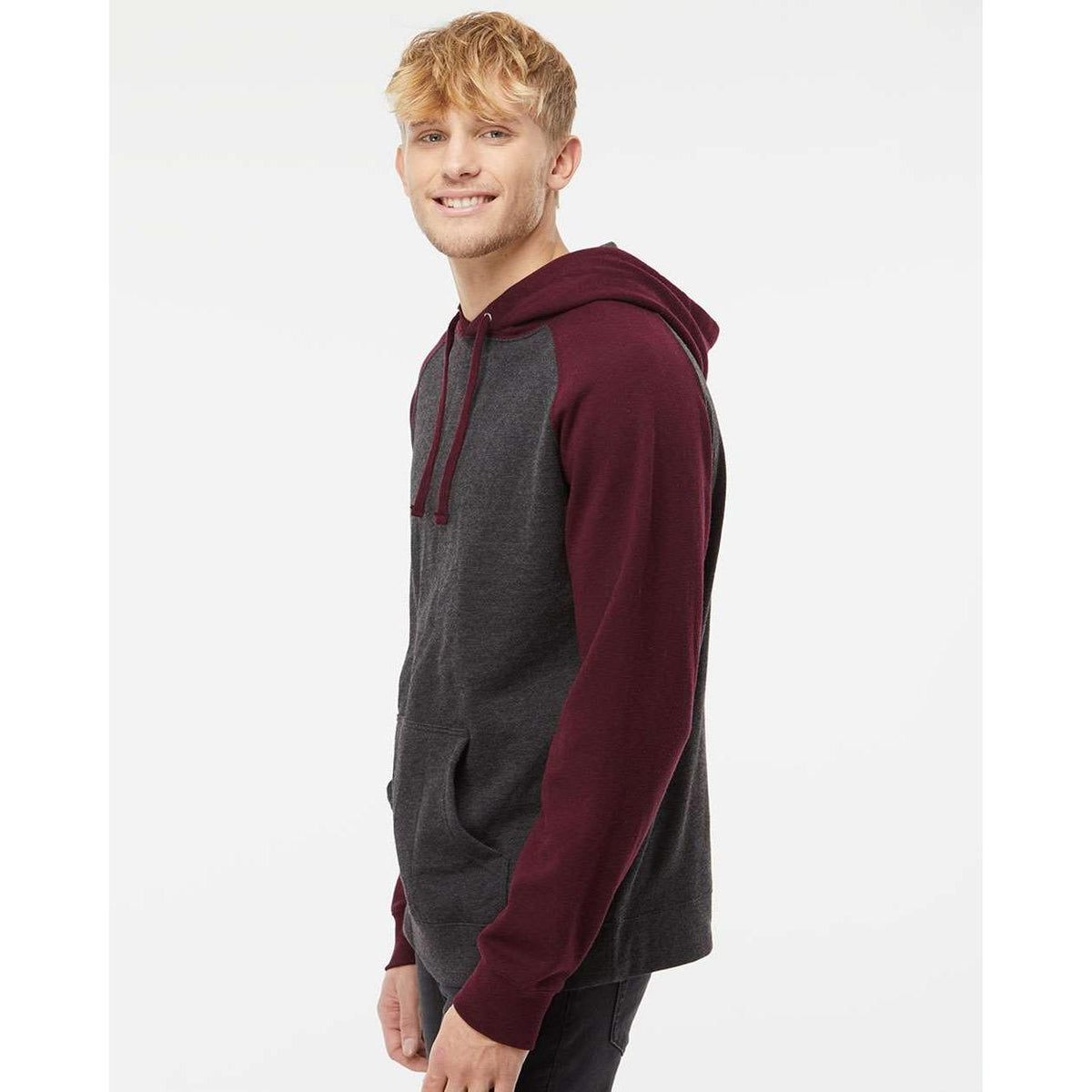 no-logo Independent Trading Co. Raglan Hooded Sweatshirt -Men's Layering-Independent Trading Co.-Thread Logic