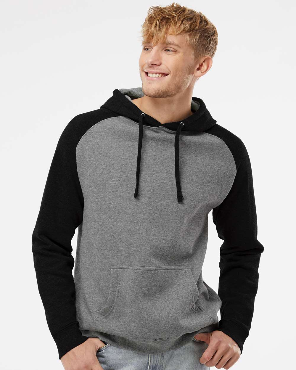 no-logo Independent Trading Co. Raglan Hooded Sweatshirt -Men's Layering-Independent Trading Co.-Thread Logic