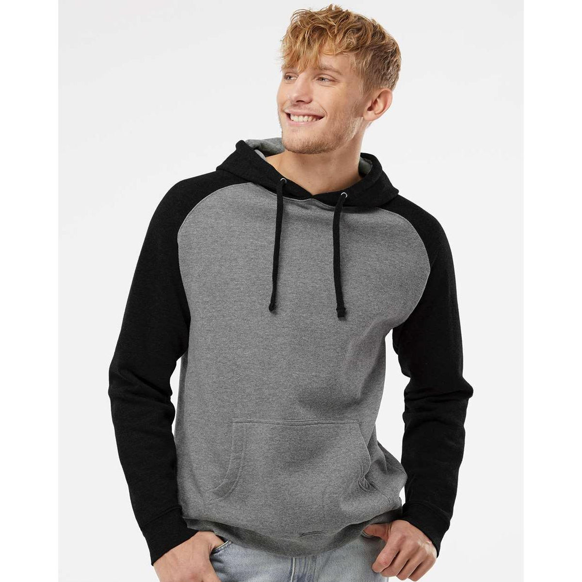 no-logo Independent Trading Co. Raglan Hooded Sweatshirt -Men's Layering-Independent Trading Co.-Thread Logic
