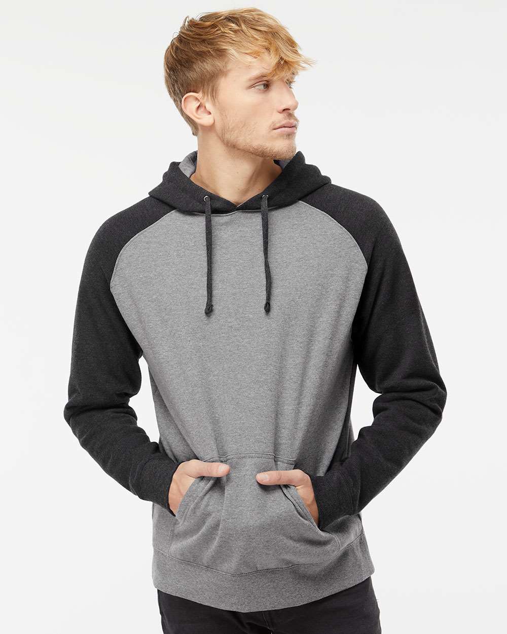no-logo Independent Trading Co. Raglan Hooded Sweatshirt -Men's Layering-Independent Trading Co.-Thread Logic