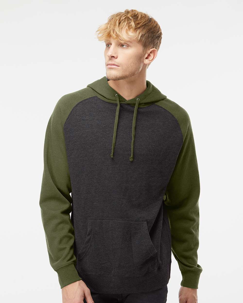 no-logo Independent Trading Co. Raglan Hooded Sweatshirt -Men's Layering-Independent Trading Co.-Thread Logic