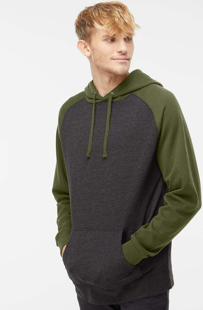 no-logo Independent Trading Co. Raglan Hooded Sweatshirt -Men's Layering-Independent Trading Co.-Thread Logic