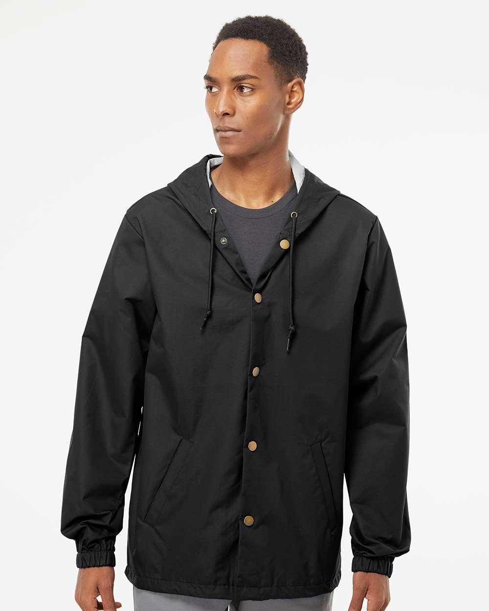 no-logo Independent Trading Co. Water-Resistant Hooded Windbreaker-Men's Jackets-Independent Trading Co.-Thread Logic