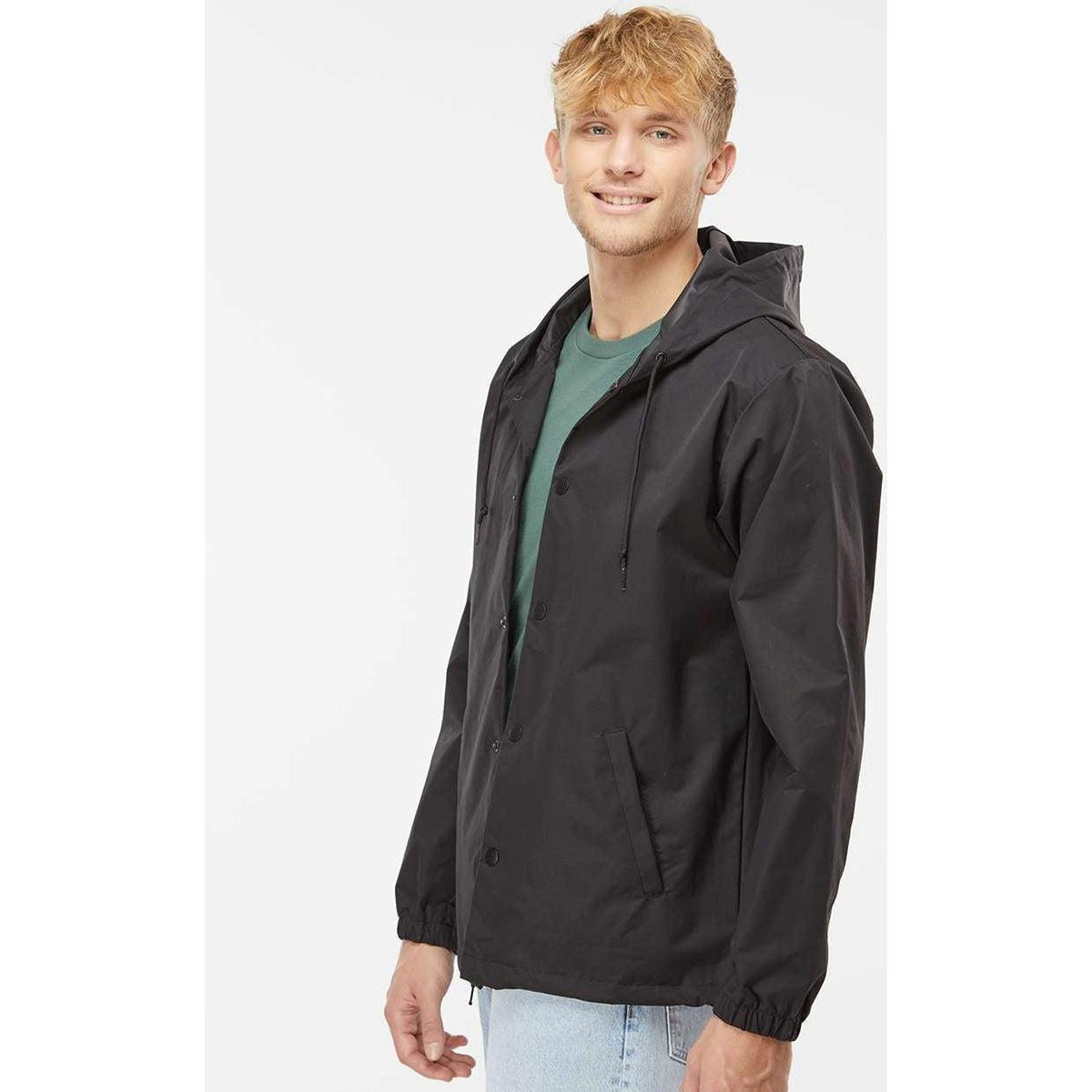 no-logo Independent Trading Co. Water-Resistant Hooded Windbreaker-Men's Jackets-Independent Trading Co.-Thread Logic