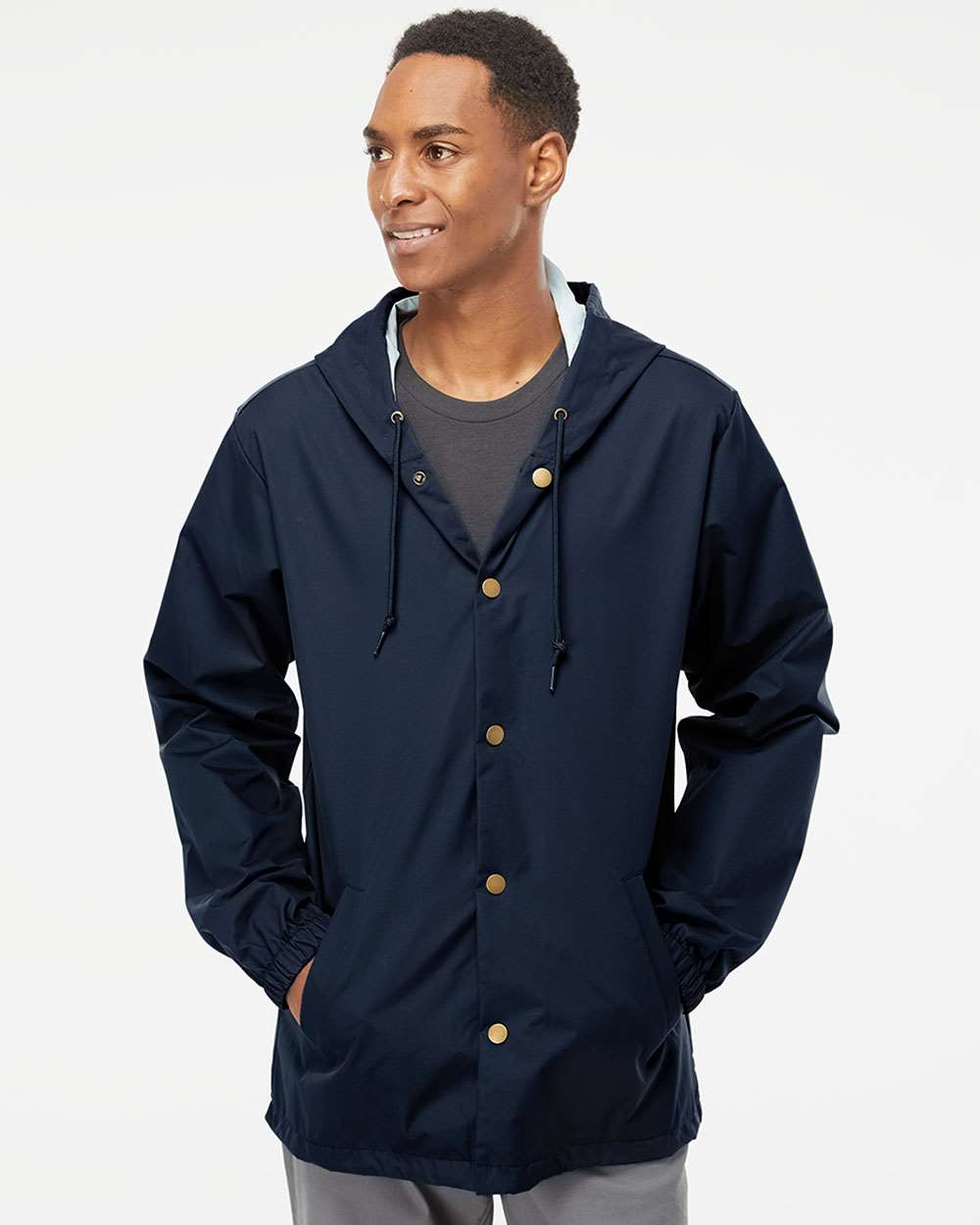 no-logo Independent Trading Co. Water-Resistant Hooded Windbreaker-Men's Jackets-Independent Trading Co.-Thread Logic