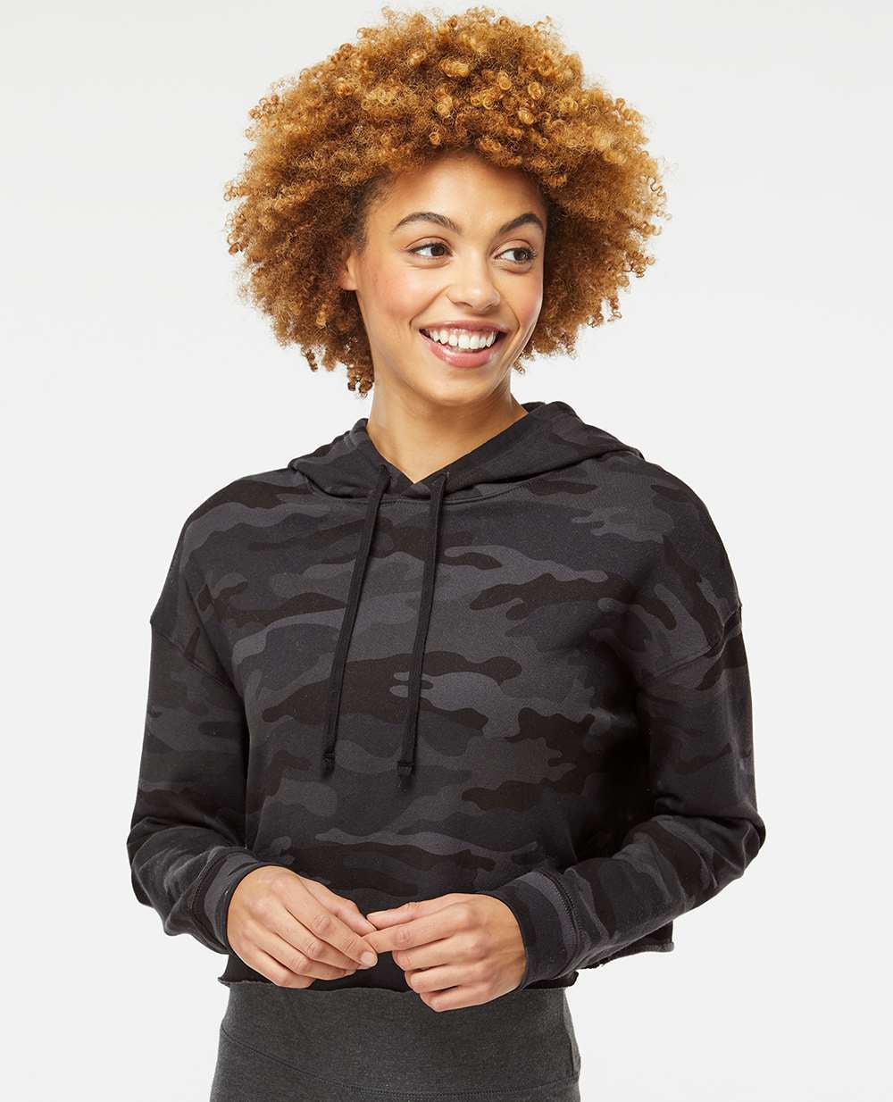 no-logo Independent Trading Co. Women’s Lightweight Cropped Hooded Sweatshirt-Fleece-Independent Trading Co.-Thread Logic