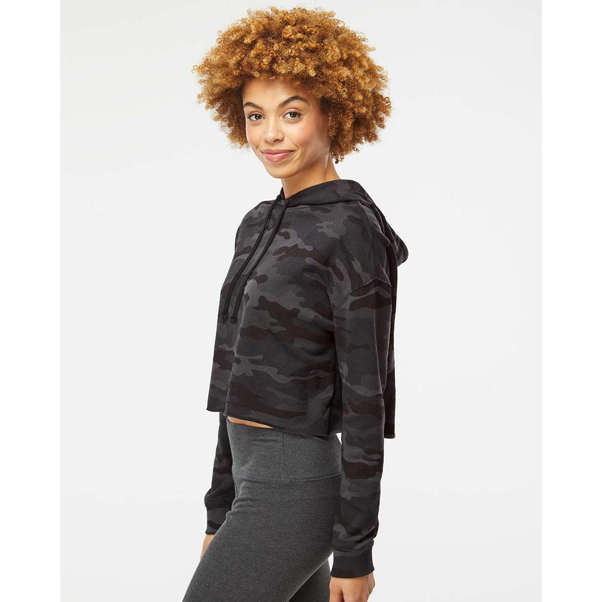 no-logo Independent Trading Co. Women’s Lightweight Cropped Hooded Sweatshirt-Fleece-Independent Trading Co.-Thread Logic