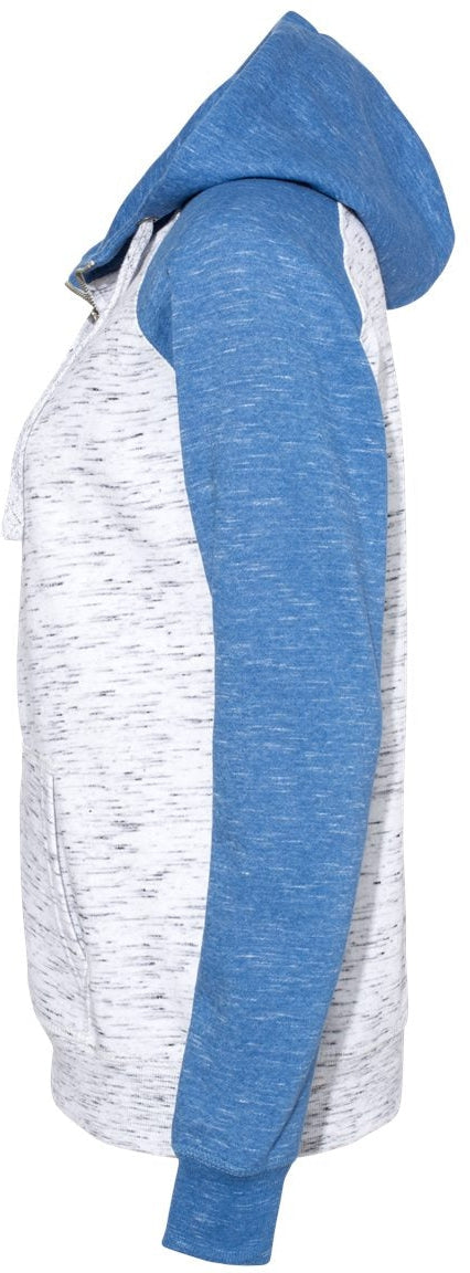 no-logo J America Ladies Mélange Fleece Colorblocked Full-Zip Sweatshirt-Ladies Layering-J. America-Thread Logic