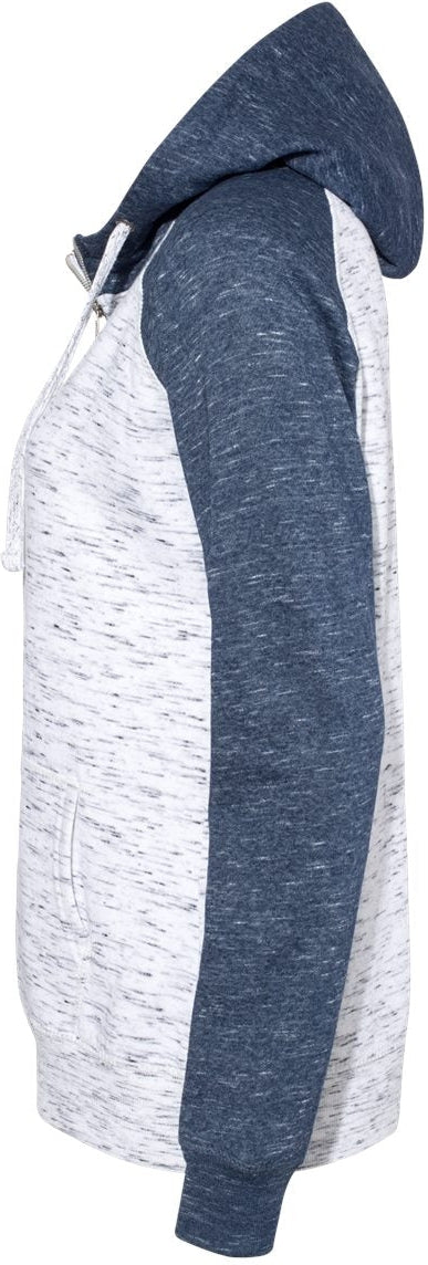 no-logo J America Ladies Mélange Fleece Colorblocked Full-Zip Sweatshirt-Ladies Layering-J. America-Thread Logic