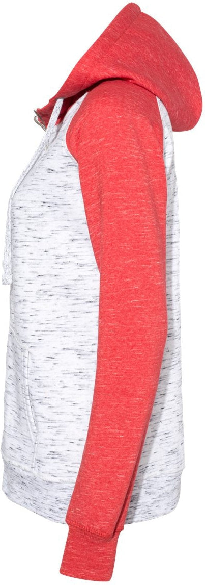 no-logo J America Ladies Mélange Fleece Colorblocked Full-Zip Sweatshirt-Ladies Layering-J. America-Thread Logic