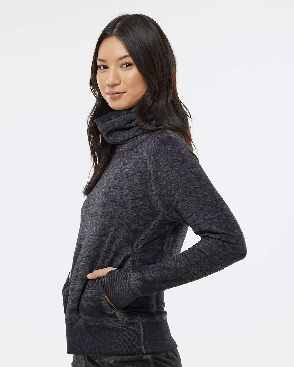 no-logo J America Ladies Zen Fleece Cowl Neck Sweatshirt-Ladies Layering-J. America-Thread Logic