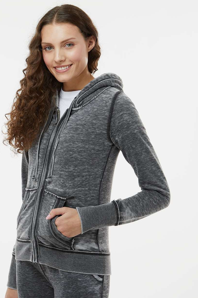 no-logo J America Ladies Zen Fleece Full-Zip Hooded Sweatshirt-Ladies Layering-J. America-Thread Logic