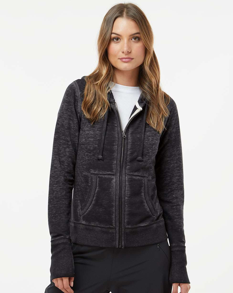 no-logo J America Ladies Zen Fleece Full-Zip Hooded Sweatshirt-Ladies Layering-J. America-Thread Logic