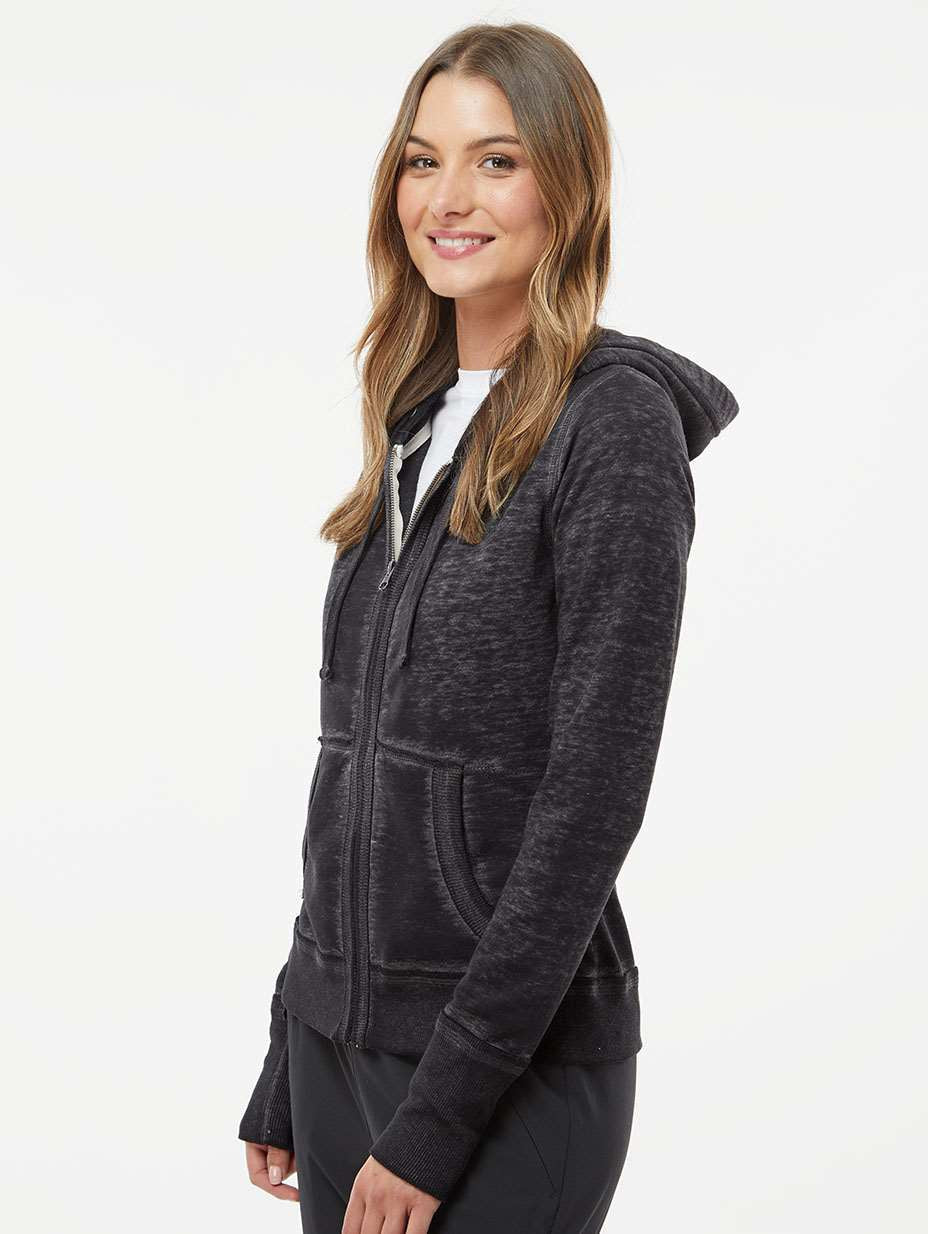 no-logo J America Ladies Zen Fleece Full-Zip Hooded Sweatshirt-Ladies Layering-J. America-Thread Logic