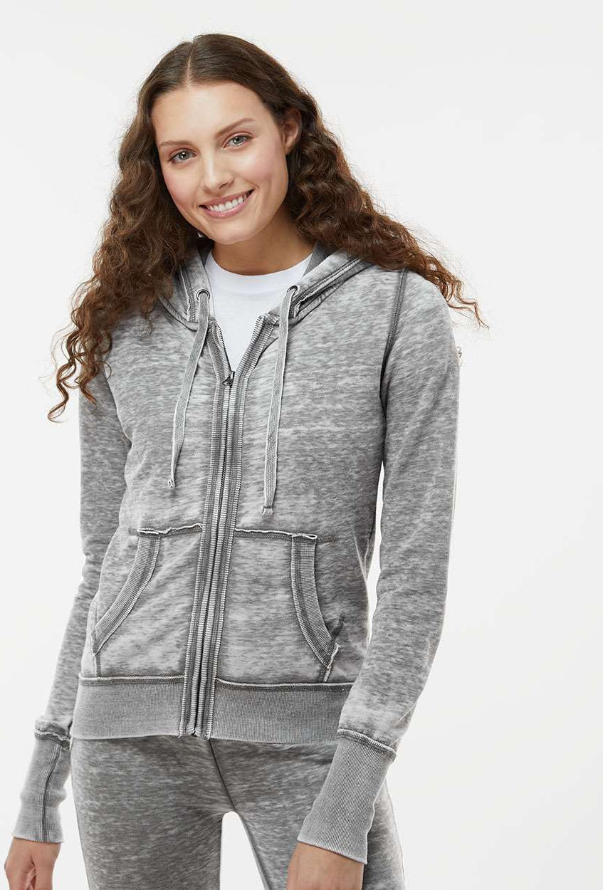 no-logo J America Ladies Zen Fleece Full-Zip Hooded Sweatshirt-Ladies Layering-J. America-Thread Logic