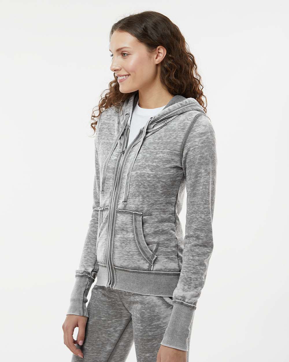 no-logo J America Ladies Zen Fleece Full-Zip Hooded Sweatshirt-Ladies Layering-J. America-Thread Logic