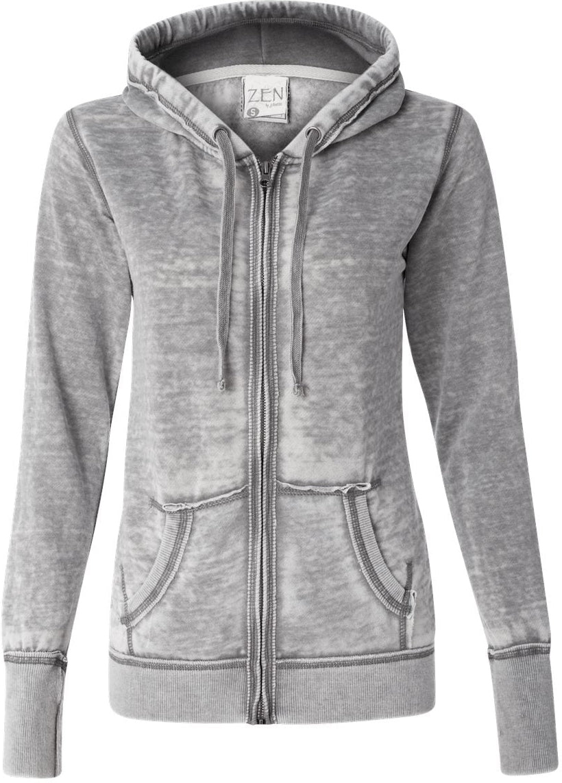 J America Ladies Zen Fleece Full-Zip Hooded Sweatshirt