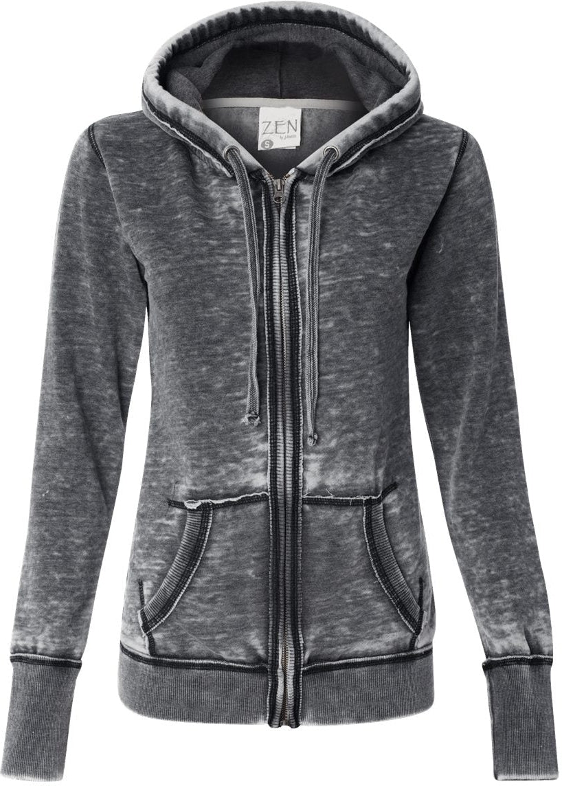 J America Ladies Zen Fleece Full-Zip Hooded Sweatshirt