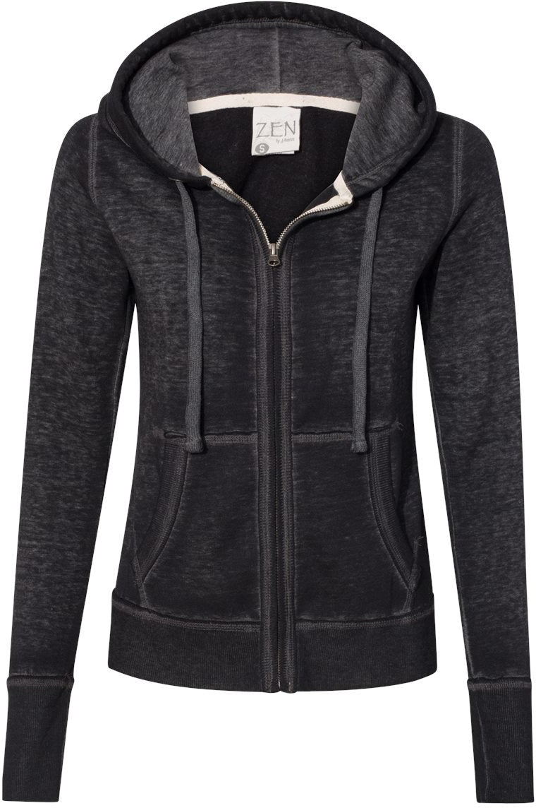 J America Ladies Zen Fleece Full-Zip Hooded Sweatshirt