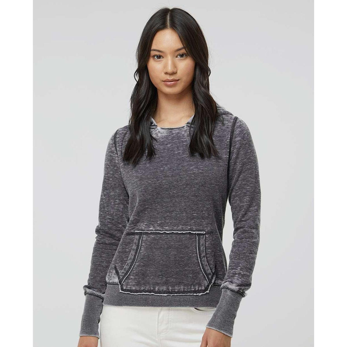 no-logo J America Women's Zen Fleece Hooded Sweatshirt-Hoodies-J. America-Thread Logic