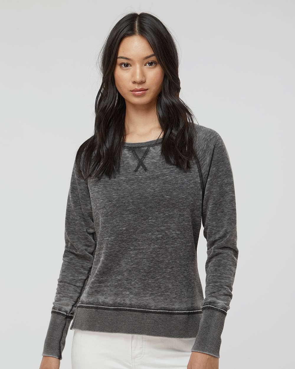 no-logo J America Ladies Zen Fleece Raglan Sweatshirt-Ladies Layering-J. America-Thread Logic