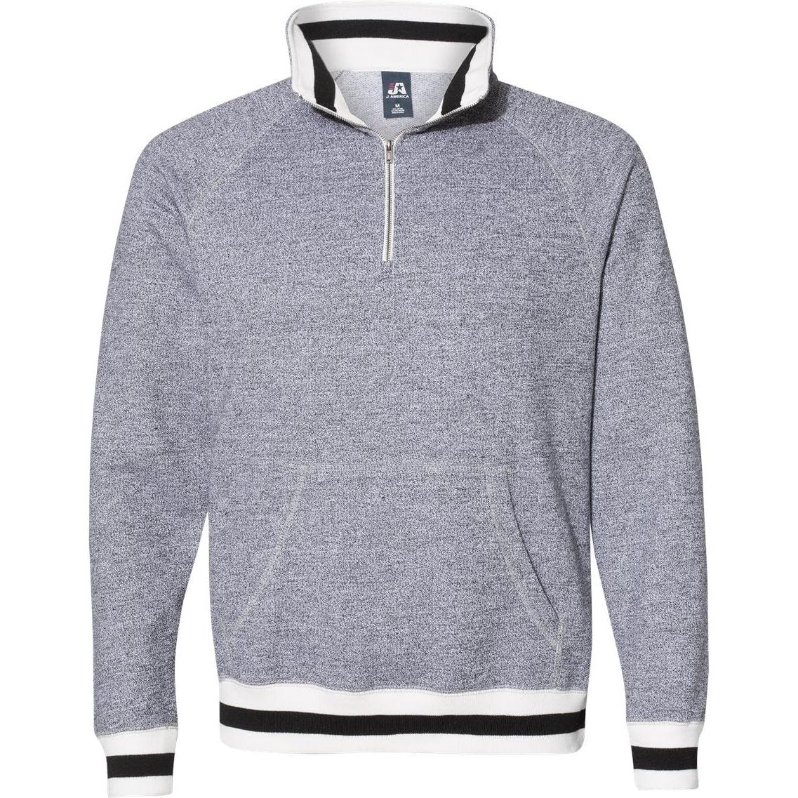 no-logo J America Peppered Fleece Quarter-Zip Sweatshirt -Men's Layering-J. America-Pepper/Black-S-Thread Logic