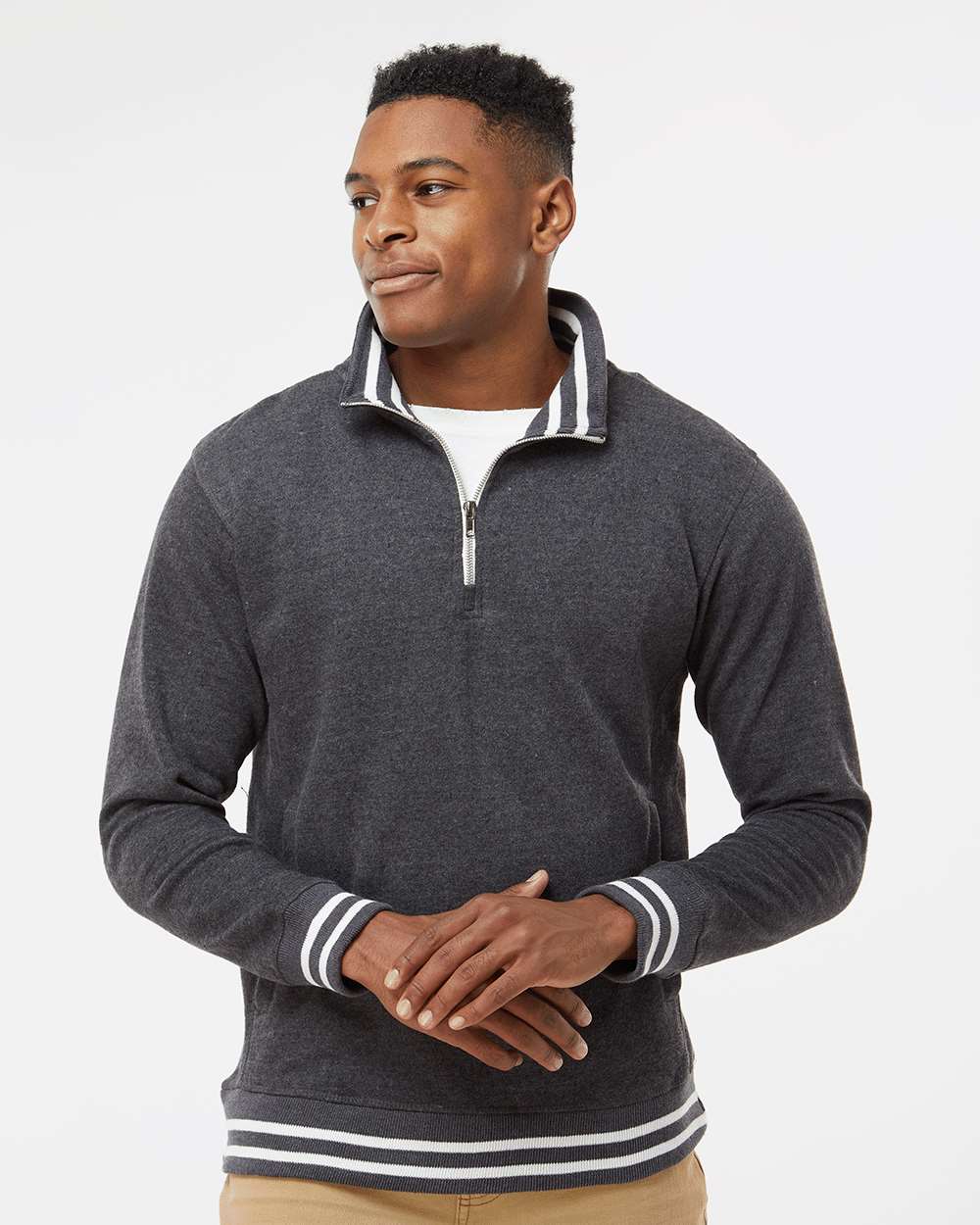 no-logo J America Relay Fleece Quarter-Zip Sweatshirt-Men's Layering-J. America-Thread Logic