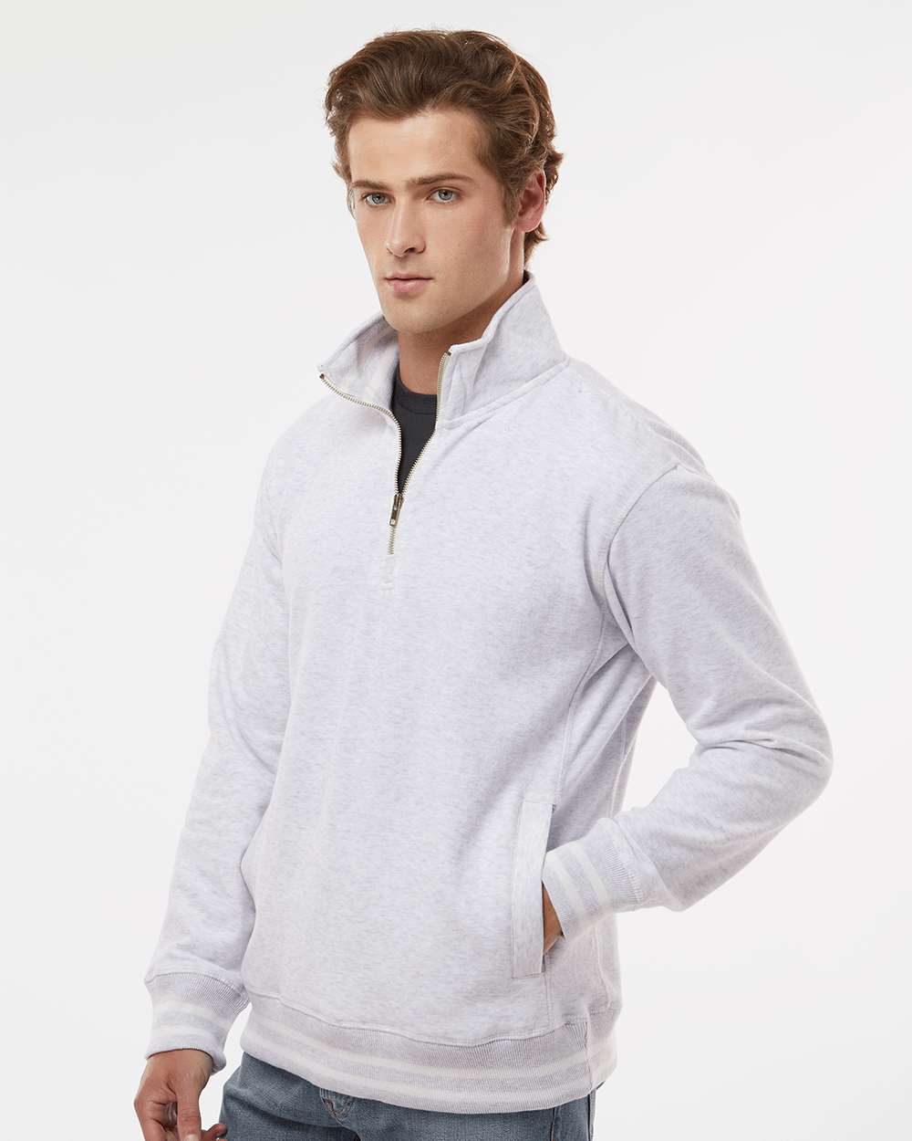 no-logo J America Relay Fleece Quarter-Zip Sweatshirt-Men's Layering-J. America-Thread Logic