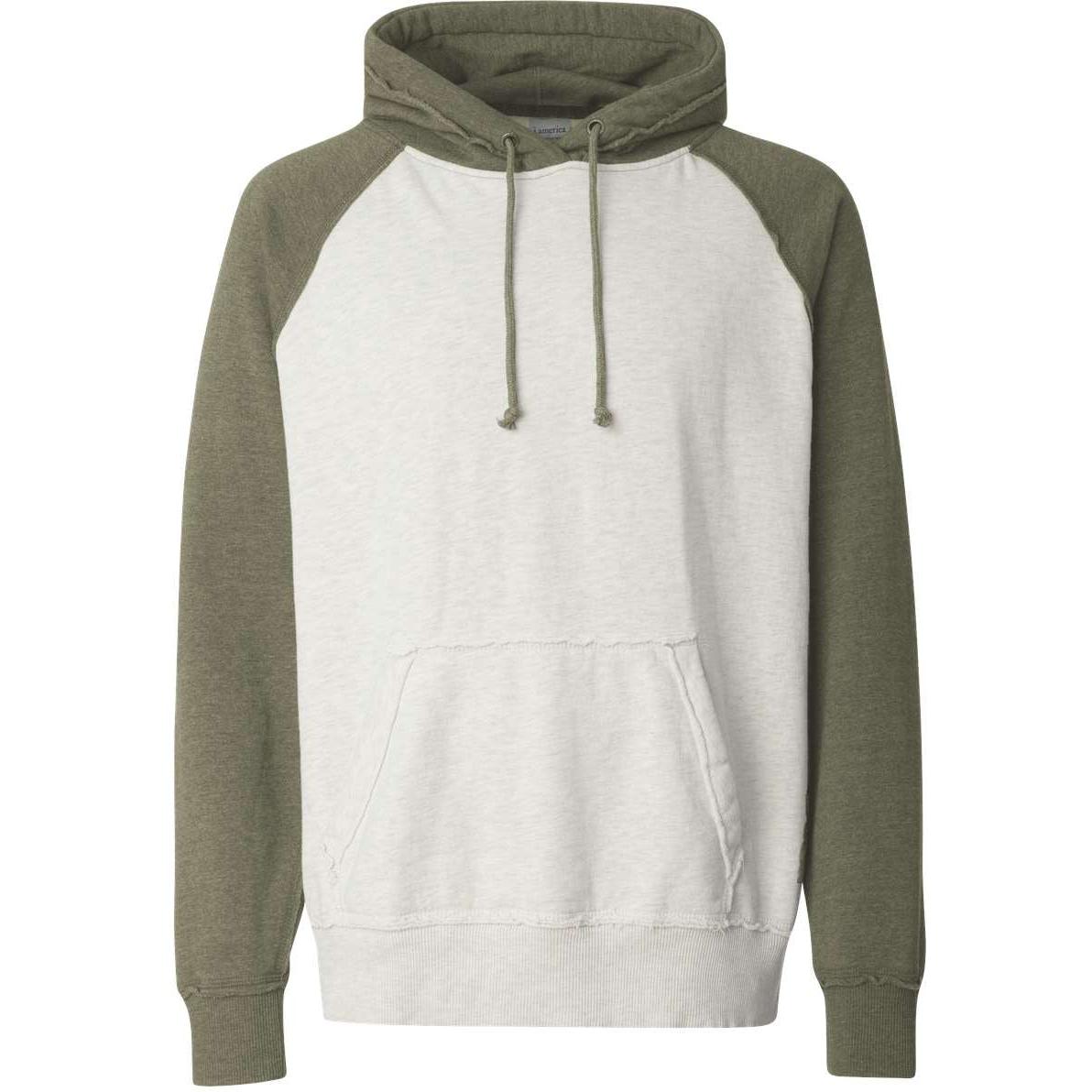no-logo J America Vintage Heather Hooded Sweatshirt -Hoodies-J. America-Oatmeal Heather/Army Heather-S-Thread Logic