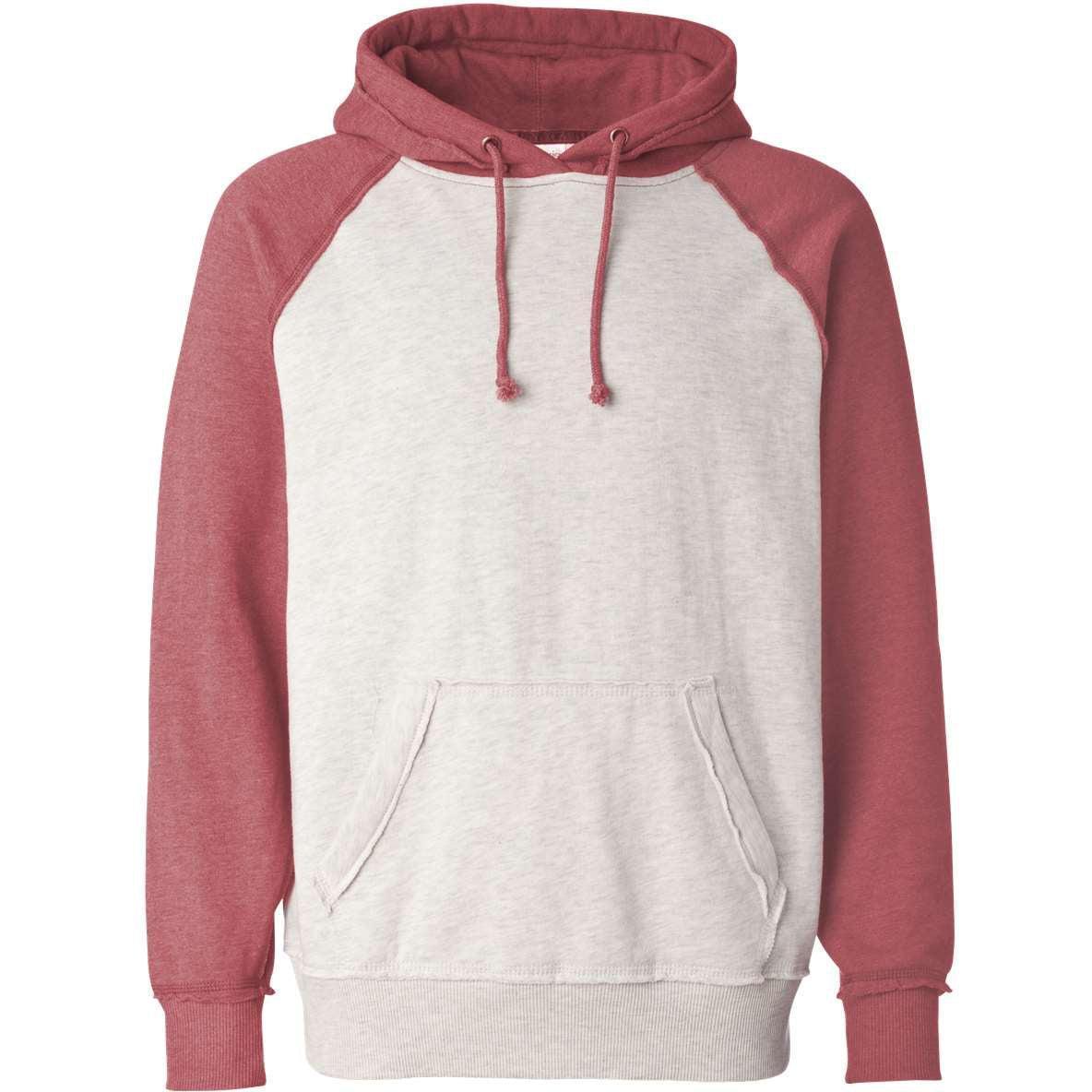 no-logo J America Vintage Heather Hooded Sweatshirt -Hoodies-J. America-Oatmeal Heather/Simply Red Heather-S-Thread Logic
