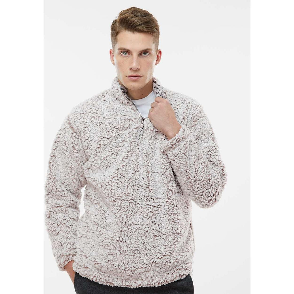 no-logo J. America Sherpa Quarter-Zip Pullover-Fleece-J. America-Thread Logic