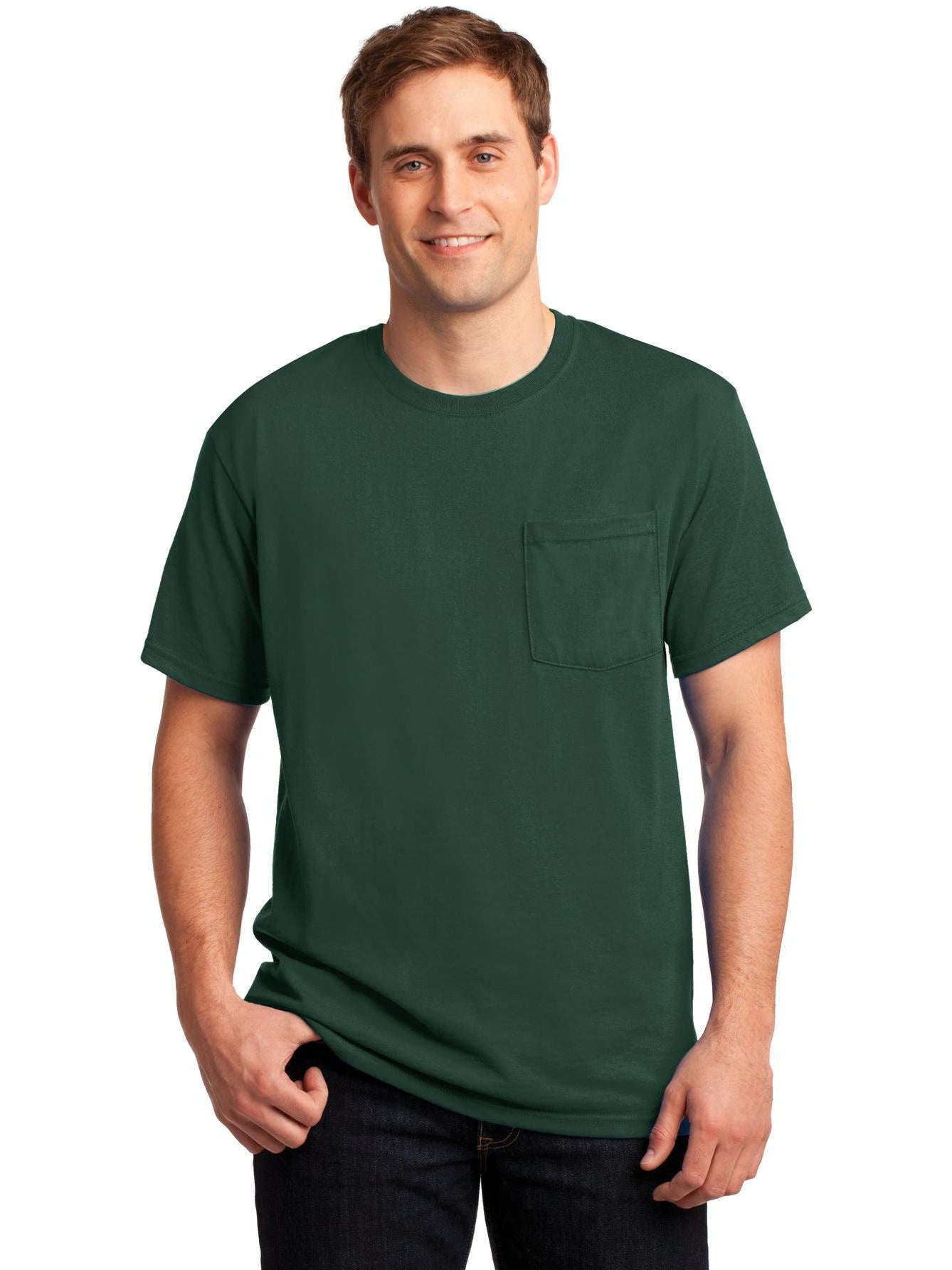 no-logo Jerzees Dri-Power Active 50/50 Cotton/Poly Pocket T-Shirt-Regular-Jerzees-Thread Logic
