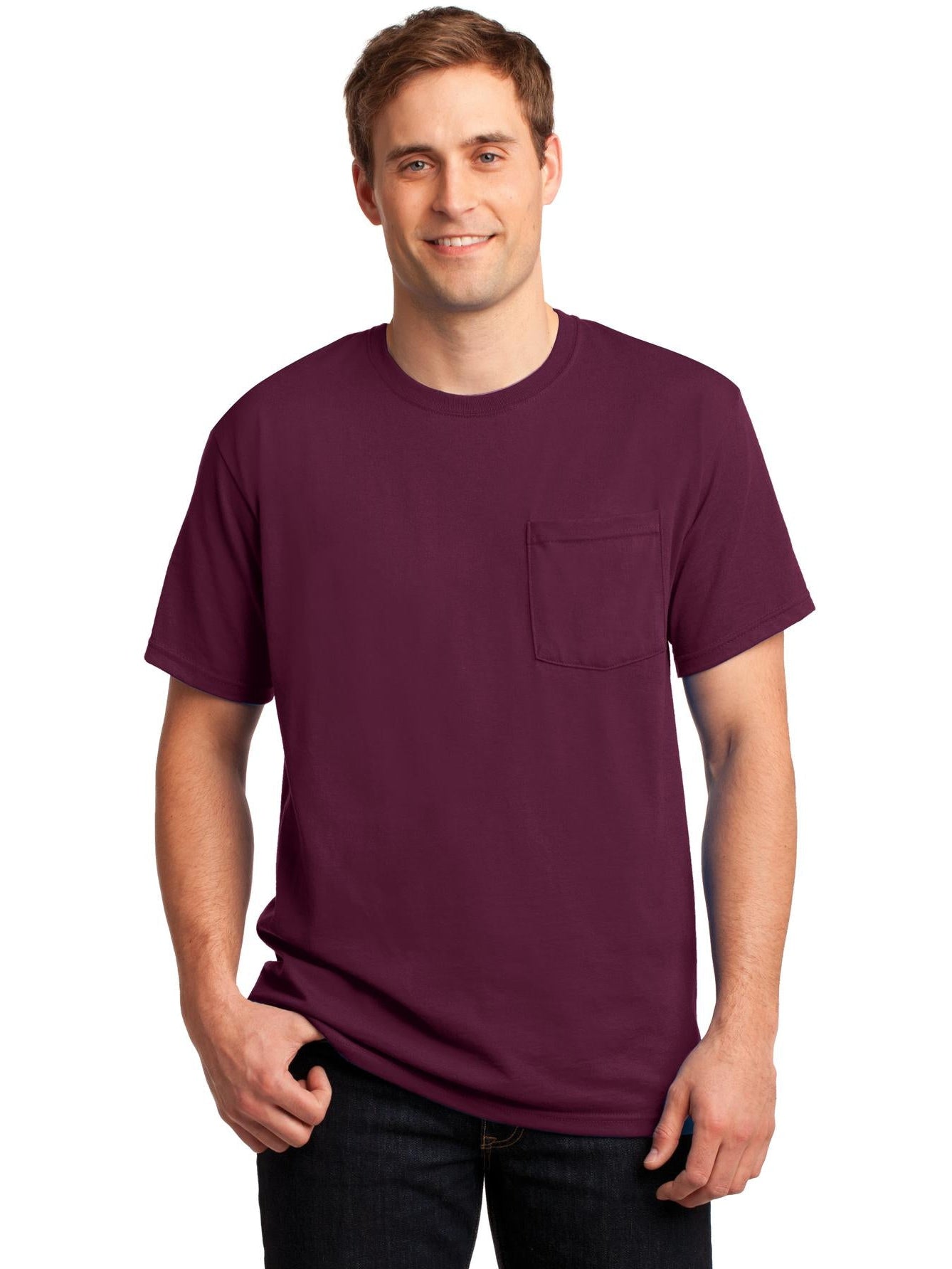 no-logo Jerzees Dri-Power Active 50/50 Cotton/Poly Pocket T-Shirt-Regular-Jerzees-Thread Logic