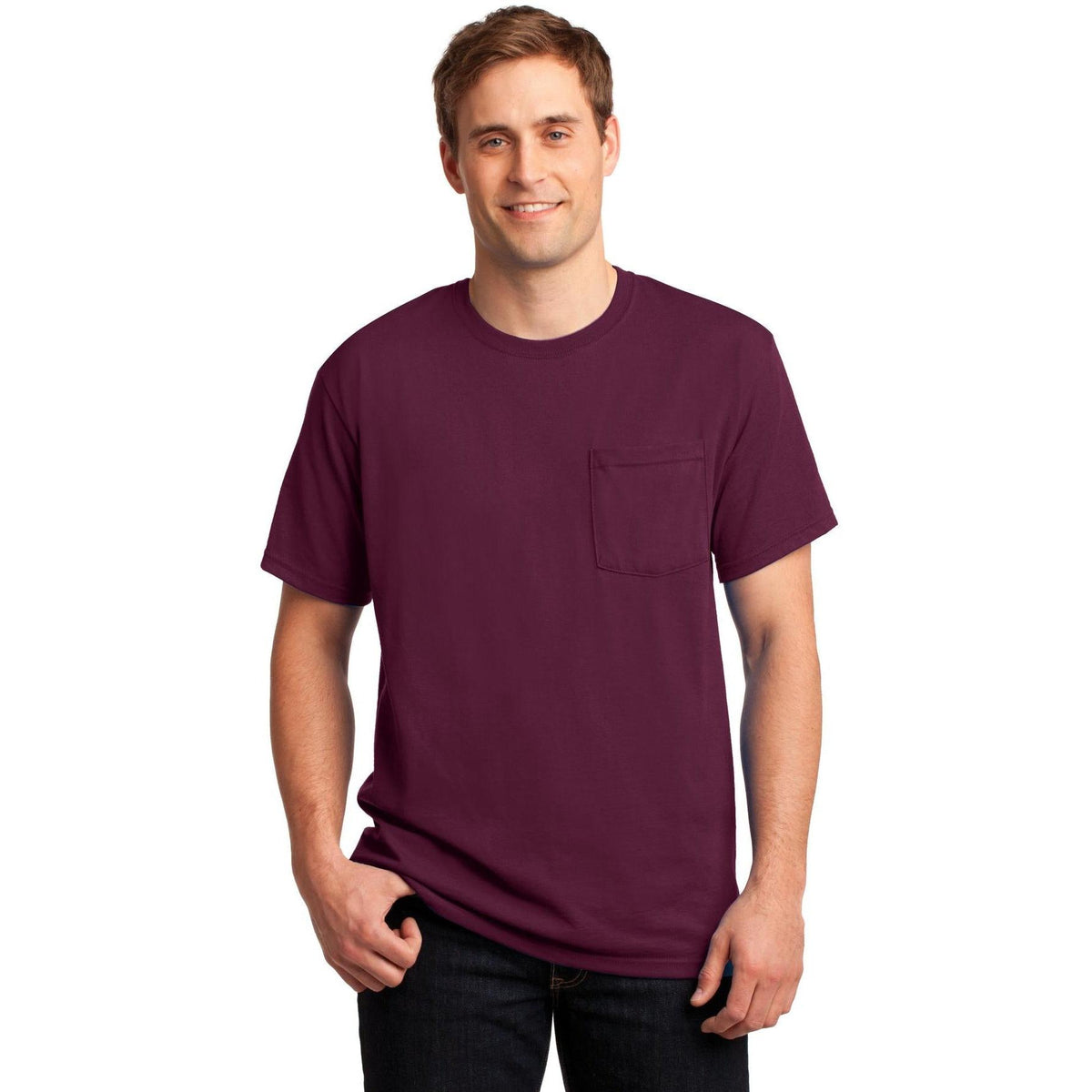 no-logo Jerzees Dri-Power Active 50/50 Cotton/Poly Pocket T-Shirt-Regular-Jerzees-Thread Logic