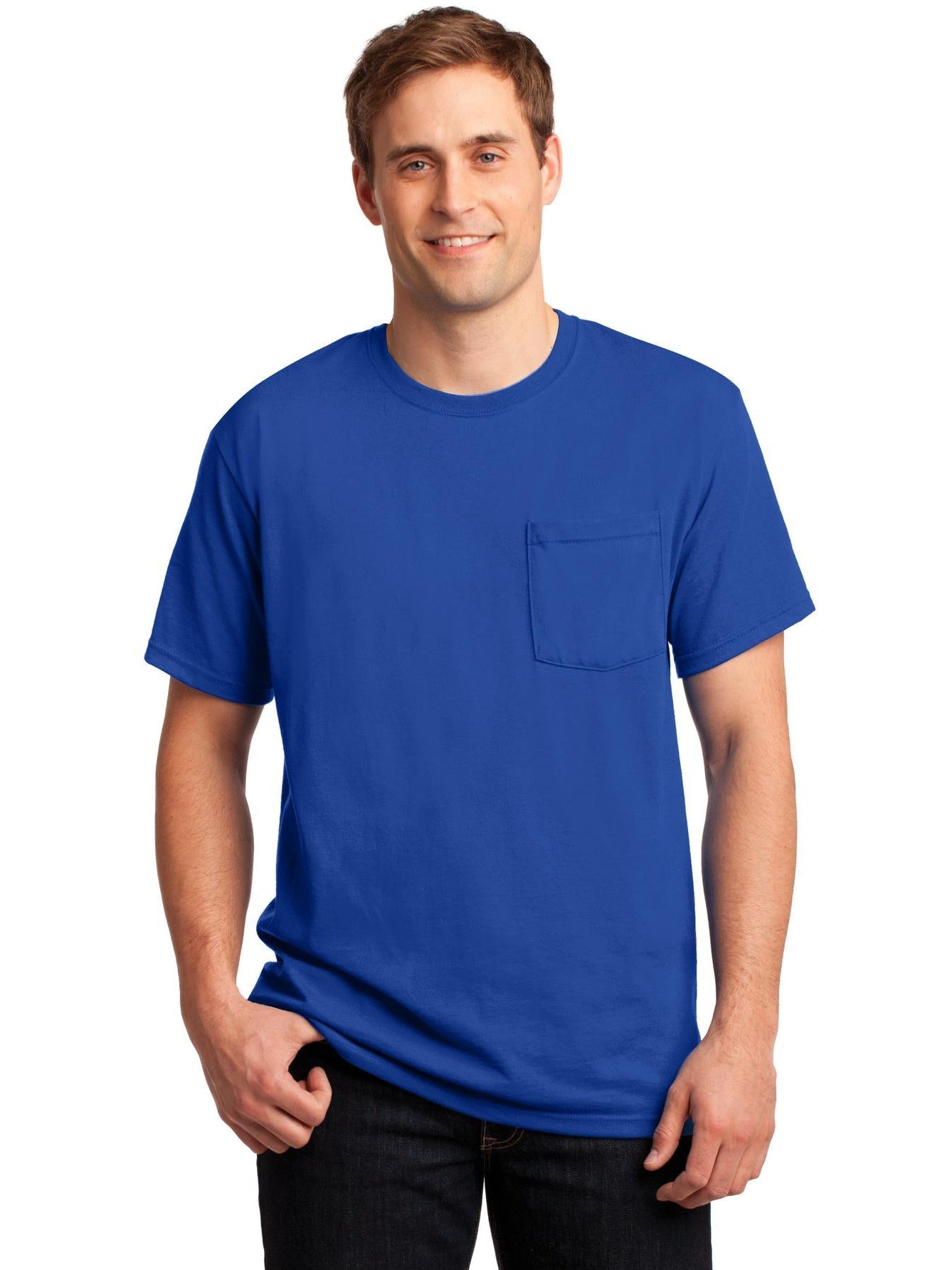 no-logo Jerzees Dri-Power Active 50/50 Cotton/Poly Pocket T-Shirt-Regular-Jerzees-Thread Logic