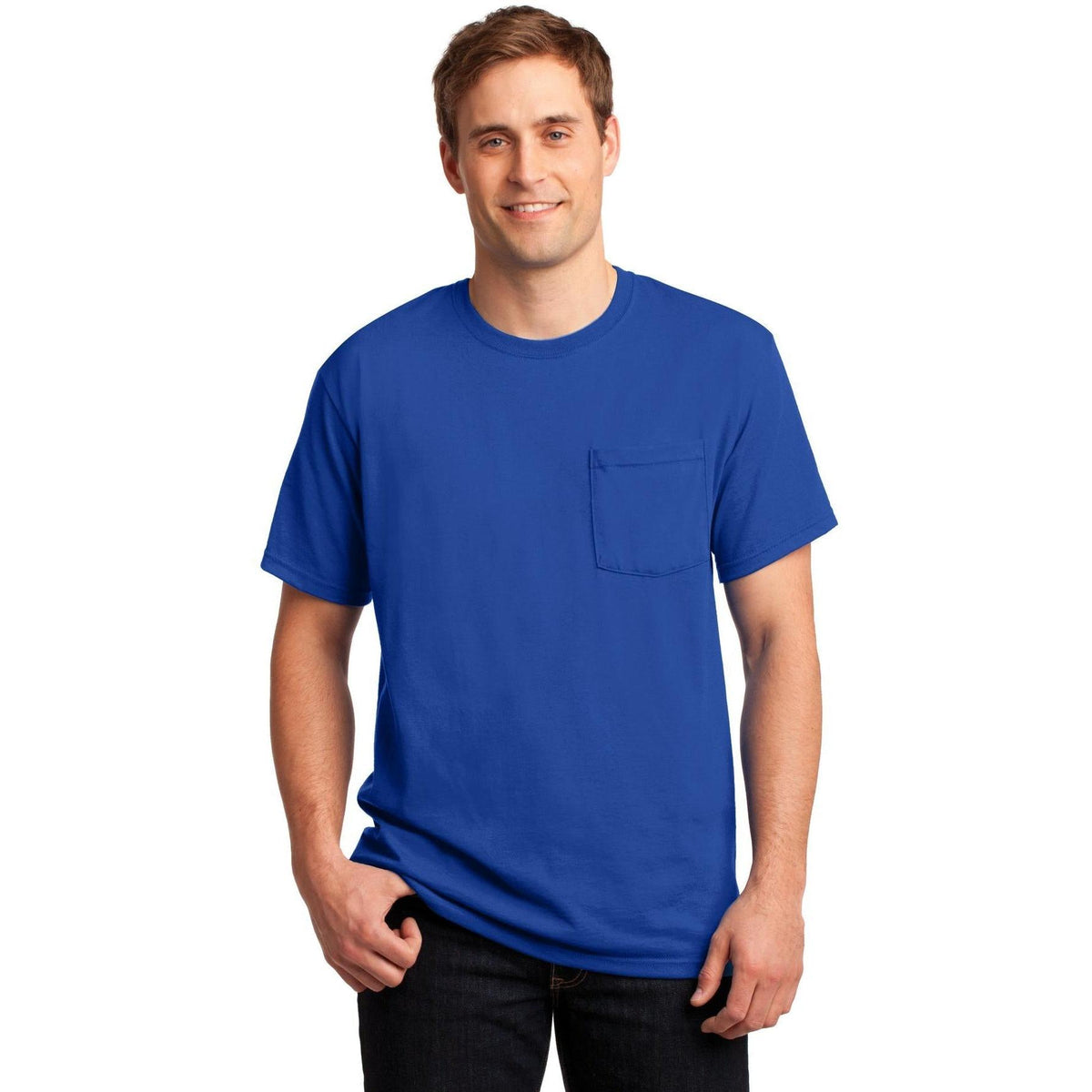 no-logo Jerzees Dri-Power Active 50/50 Cotton/Poly Pocket T-Shirt-Regular-Jerzees-Thread Logic