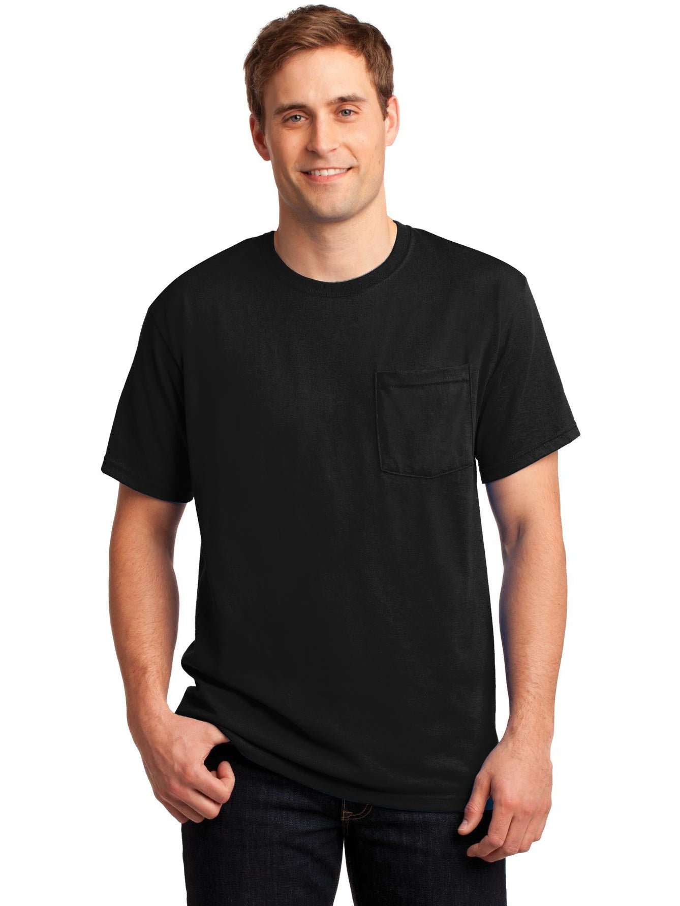 no-logo Jerzees Dri-Power Active 50/50 Cotton/Poly Pocket T-Shirt-Regular-Jerzees-Thread Logic